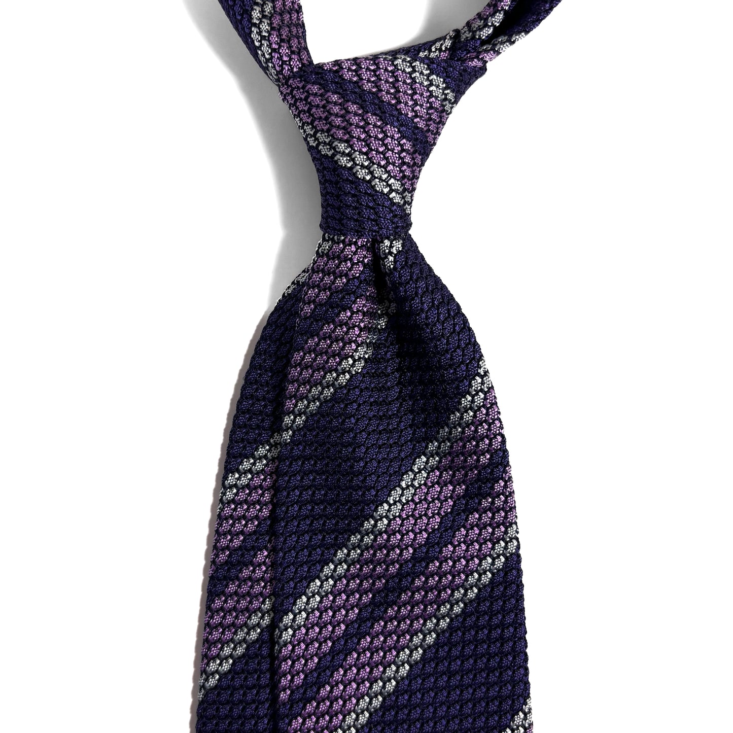 Purple & Lilac Striped Silk Grenadine Tie (Garza Grossa)