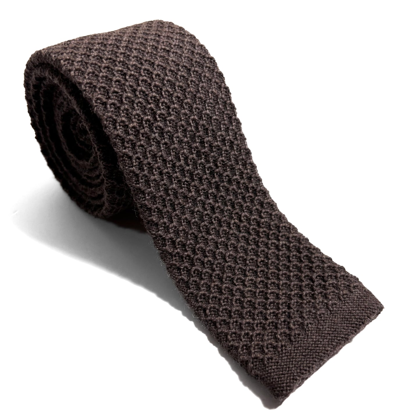 Large Knot Drab Brown Wool Knitted Tie