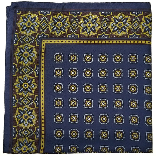 17" Purple Geometric Silk Twill Pocket Square