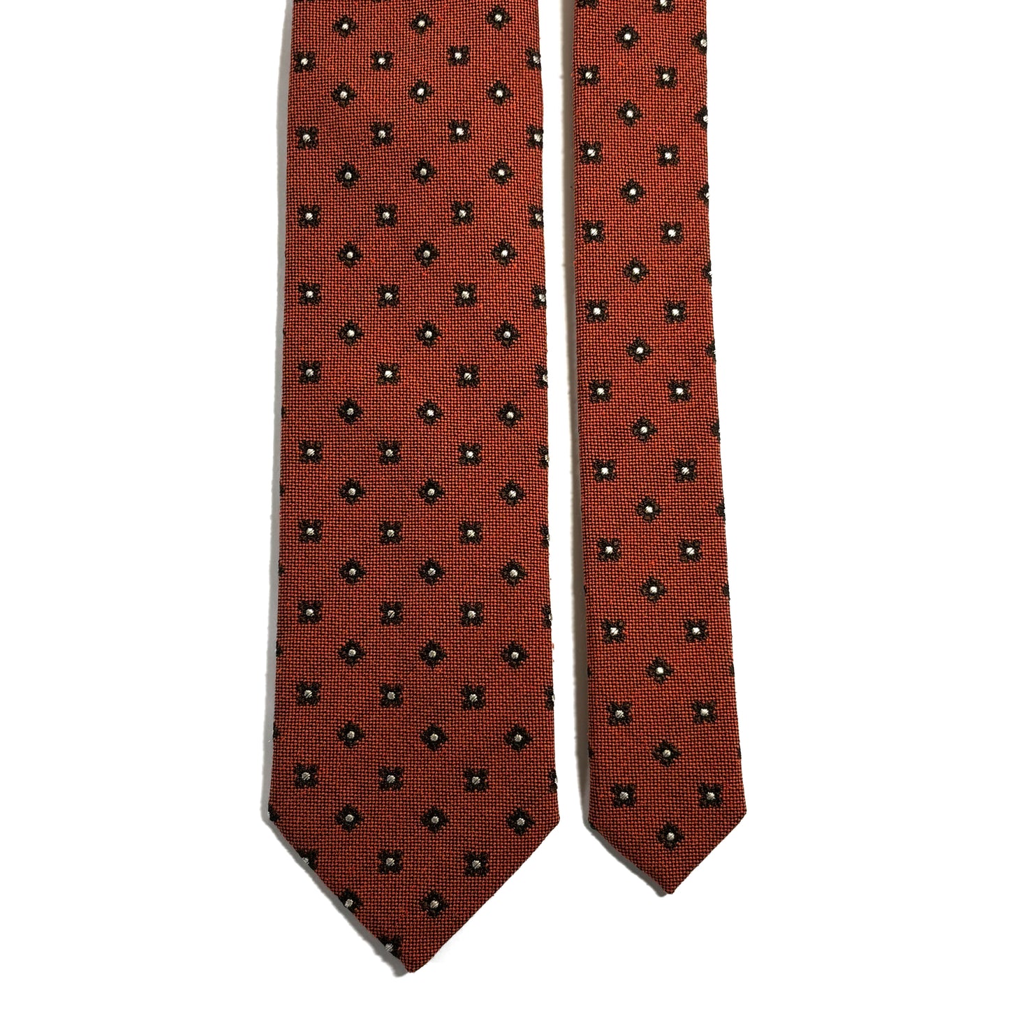 Terracotta Orange Floral Wool/Silk Jacquard Tie