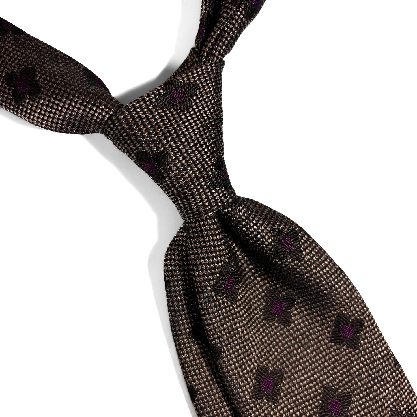 Brown Geometric Jacquard Silk Tie