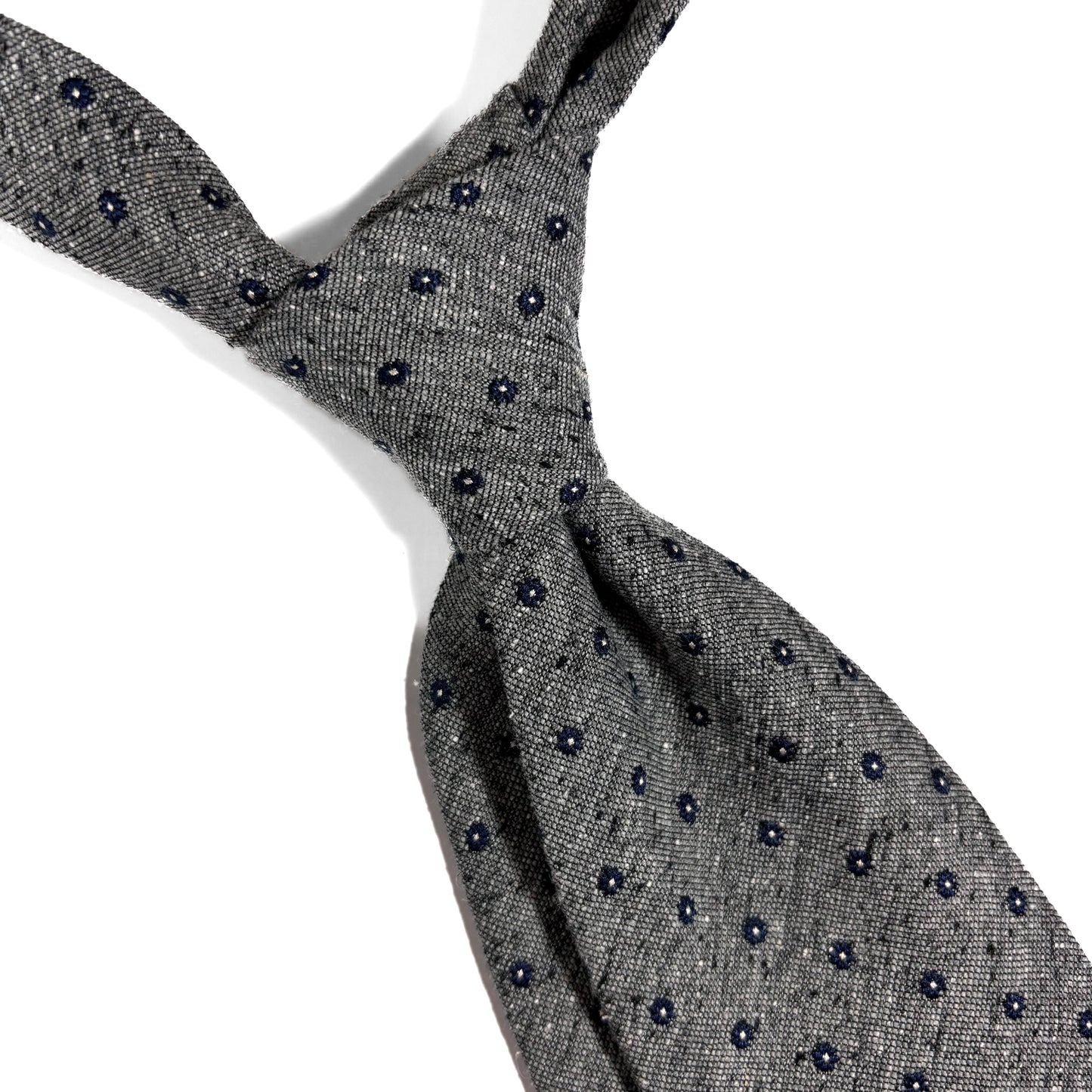 Gray Floral Wool/Silk Tie Handmade in Italy