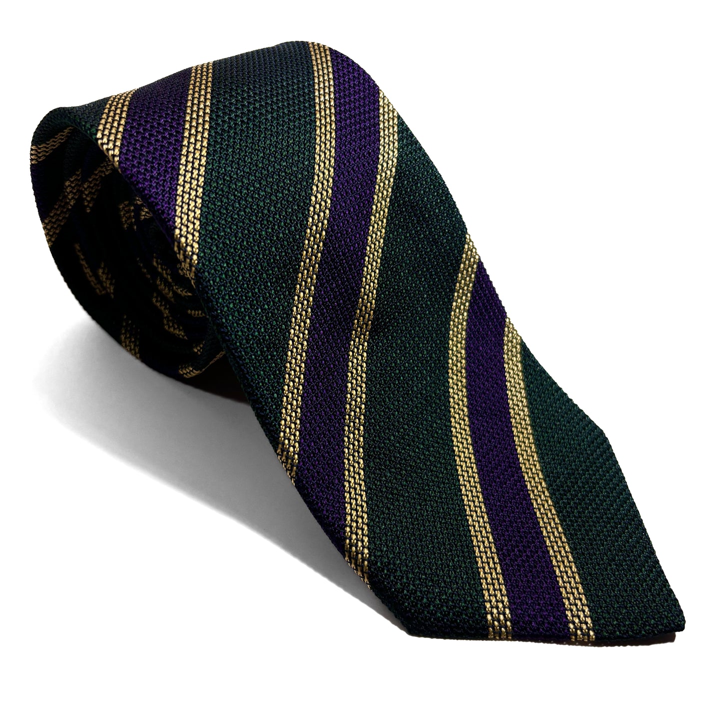Green & Purple Striped Silk Grenadine Tie (Garza Fina)