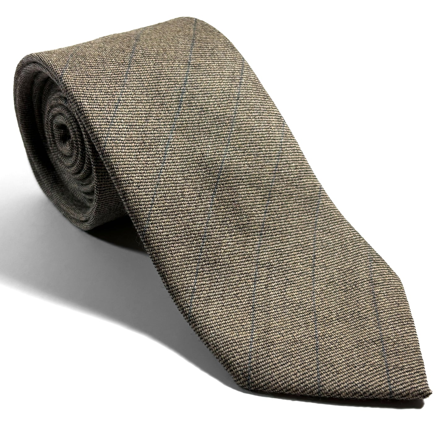 Beige Shadow Check Wool Challis Tie