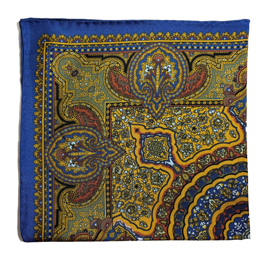 Gold Floral Medallion Silk Pocket Square