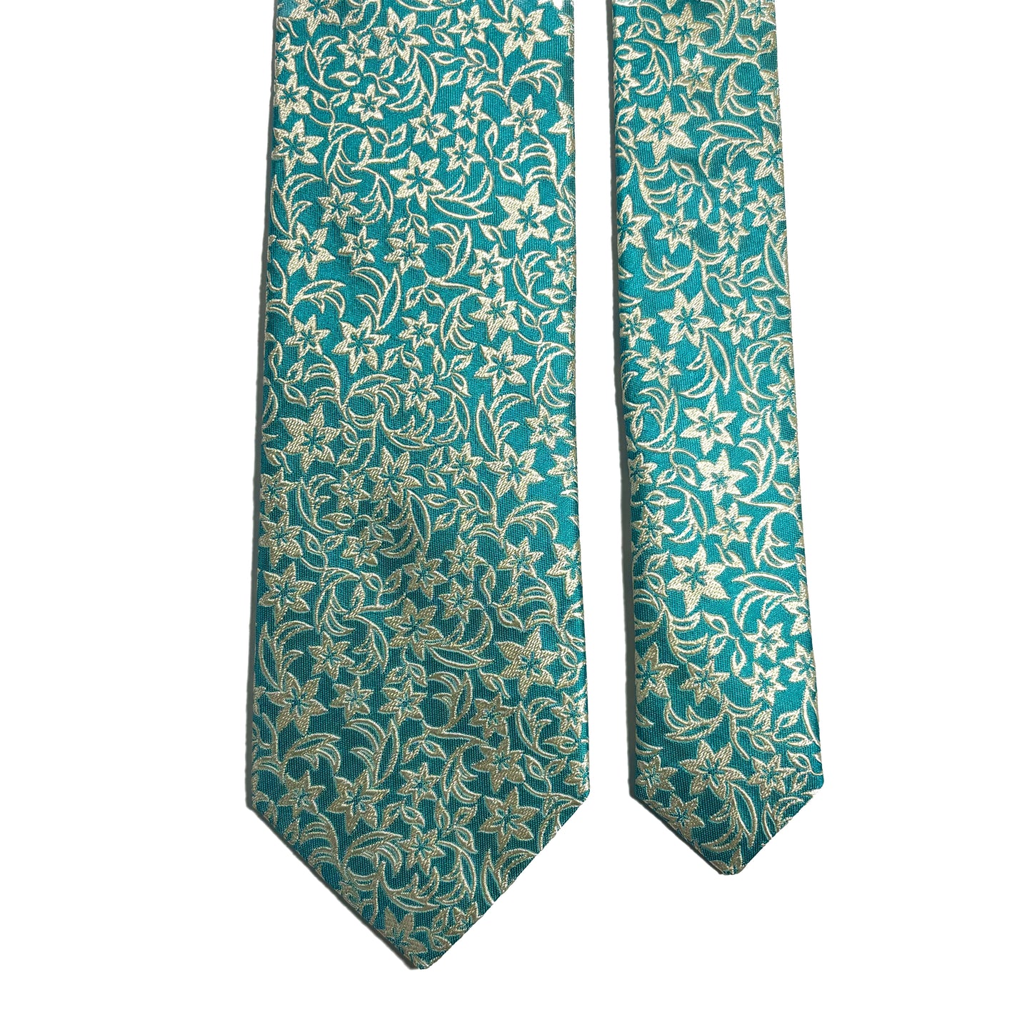 Sea Foam Green Floral Motif Silk Jacquard Tie