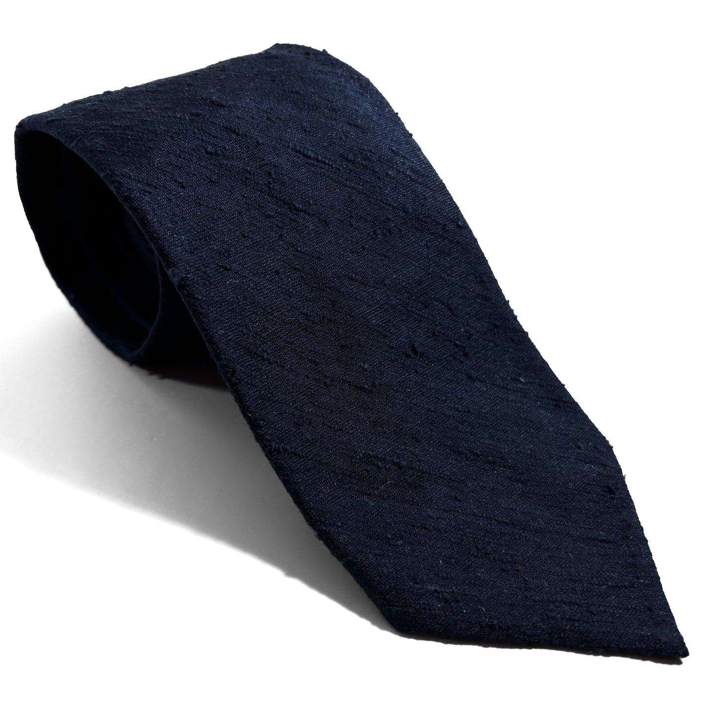 Untipped Navy Blue Silk Shantung Tie