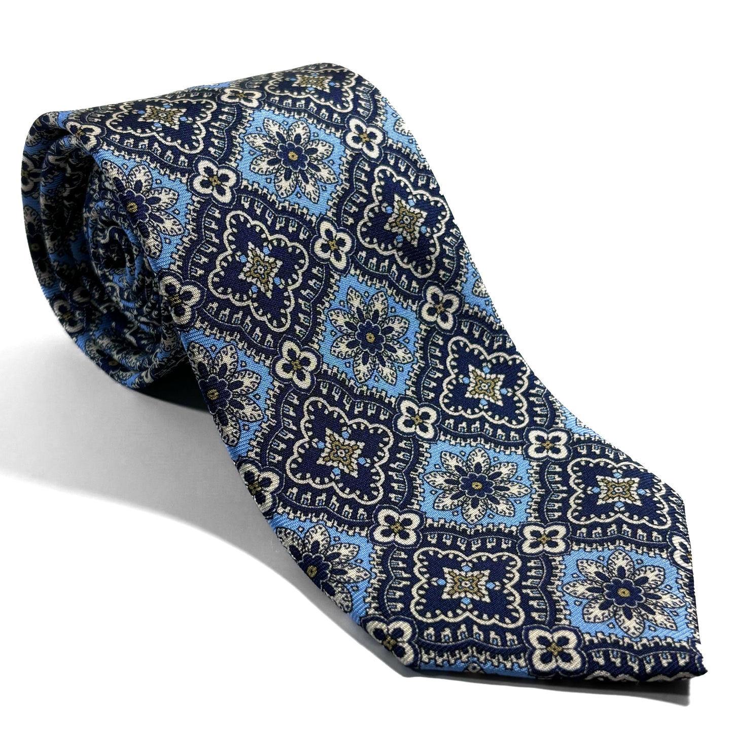 Midnight & Light Blue Mosaic Silk Tie