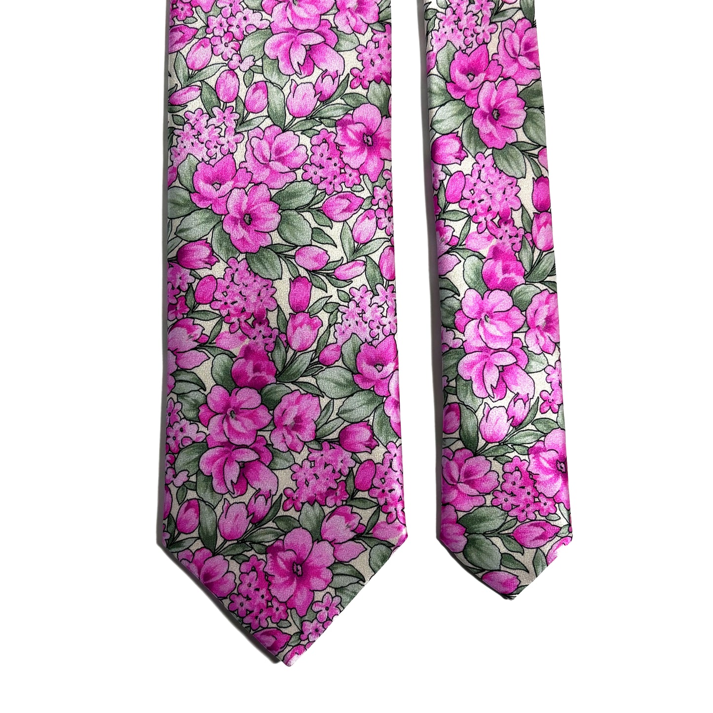 Pink Floral Motif Silk Satin Tie