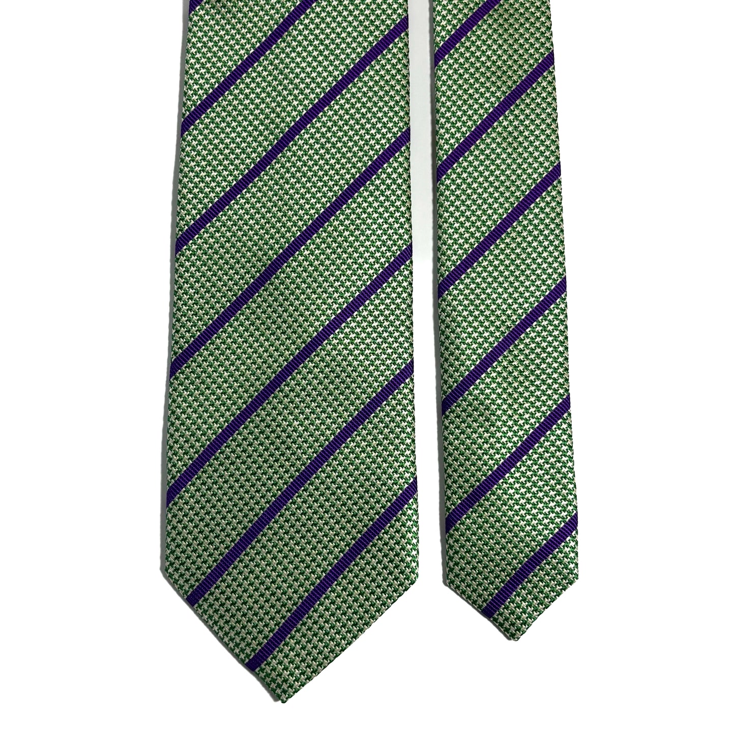 Green & Purple Striped Silk Jacquard Tie