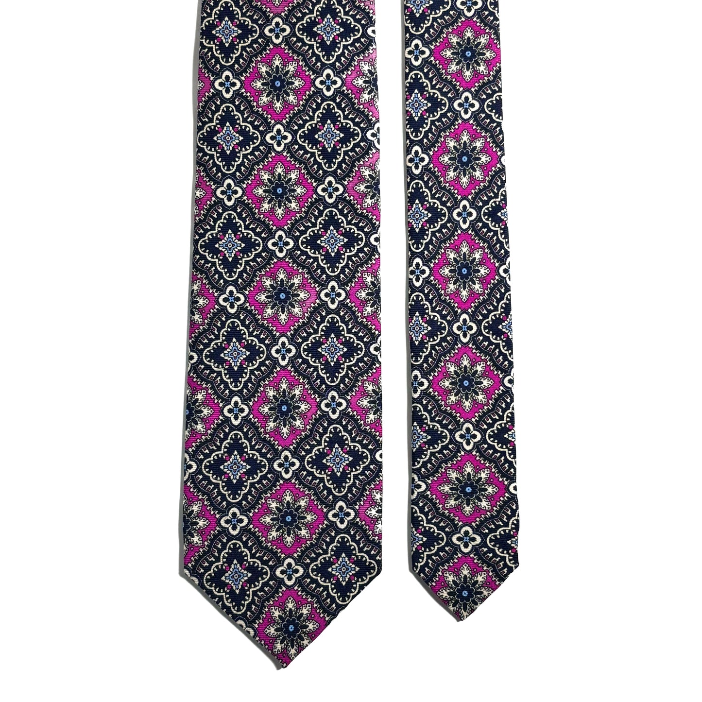 Midnight Blue & Magenta Mosaic Silk Tie