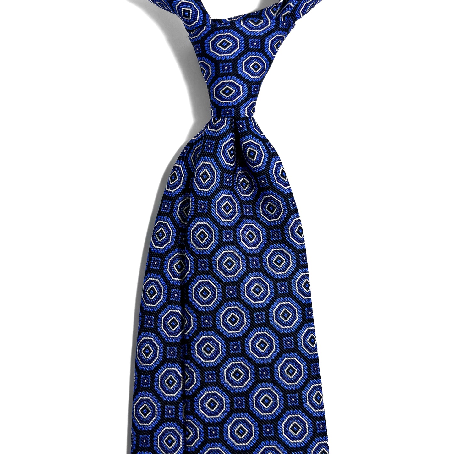 Black & Blue Floral Medallion Silk Tie (Handmade in Italy)