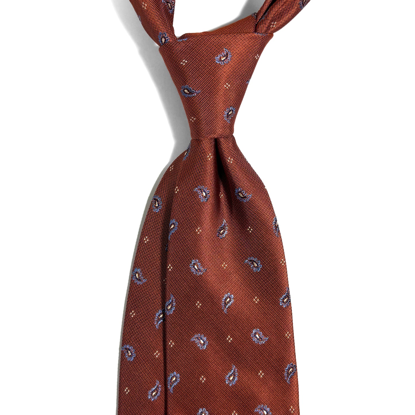 Terracotta Orange Small Paisley Silk Jacquard Tie