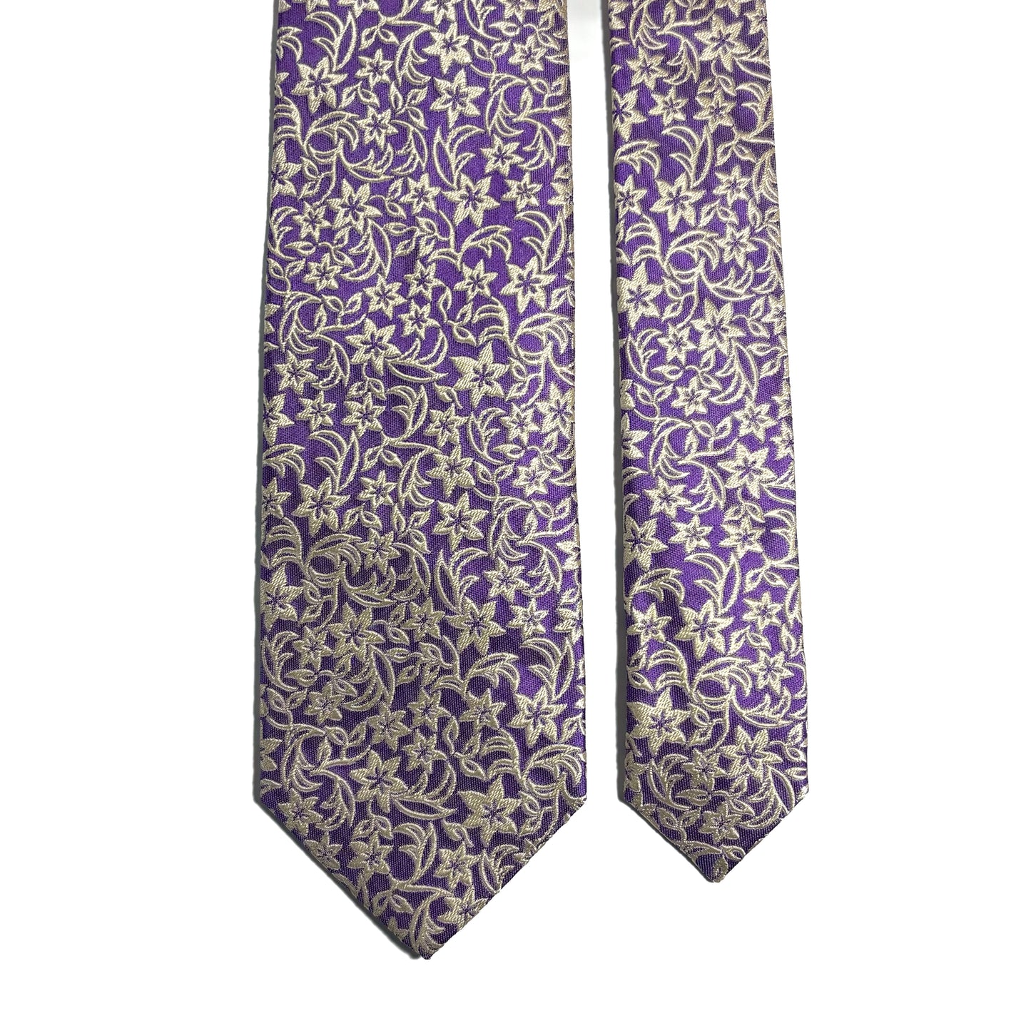 Lilac Purple Floral Motif Silk Jacquard Tie