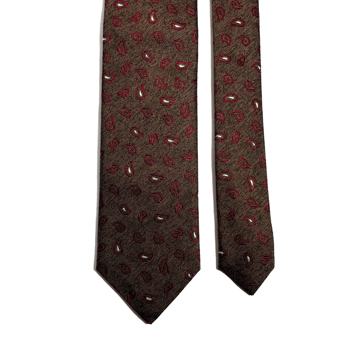 Brown & Burgundy Paisley Silk Jacquard Tie