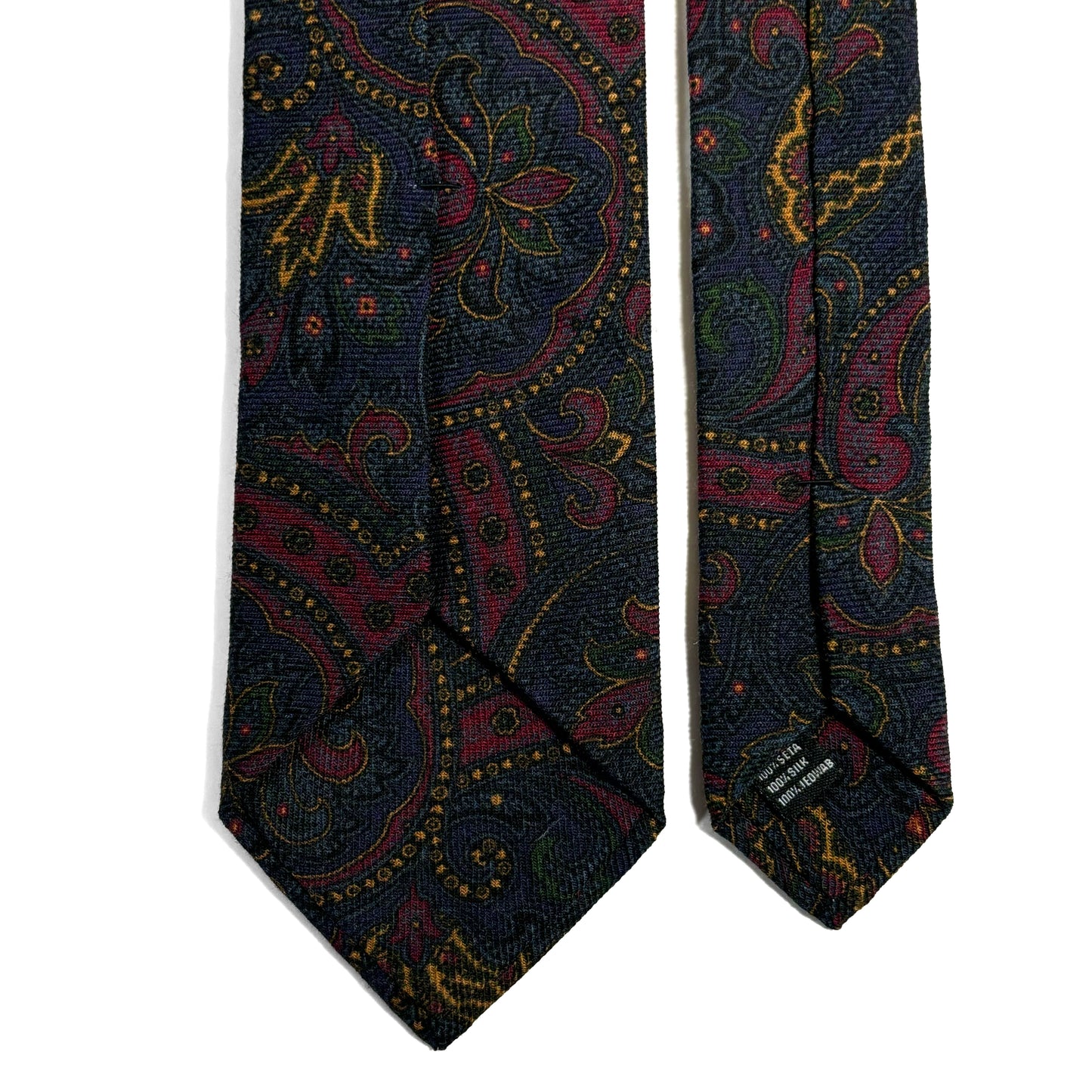 Navy Blue Paisley Wool/Silk Tie