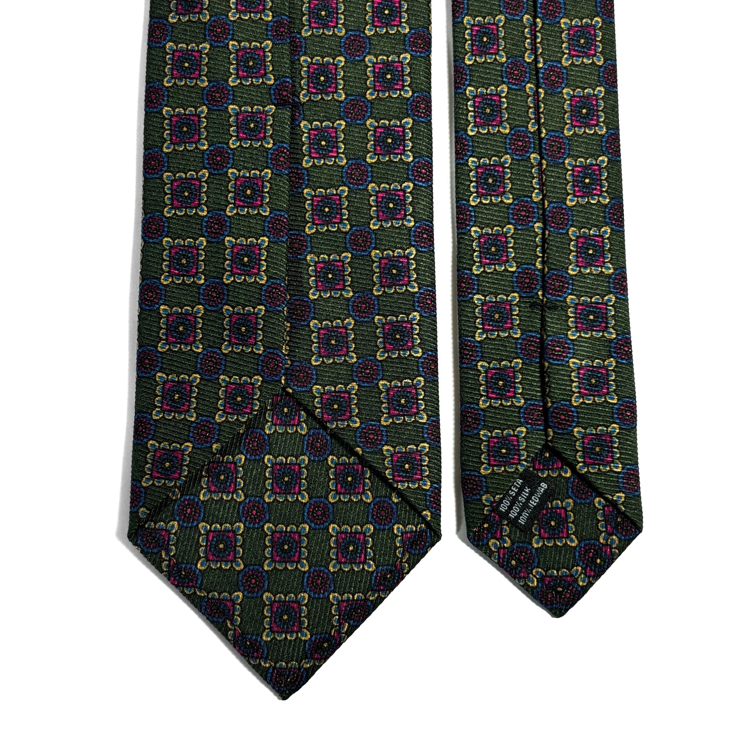 Forest Green Floral Italian Madder Silk Tie