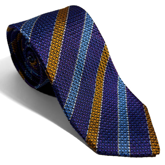 Mottled Purple Striped Silk Grenadine Tie (English Weave)