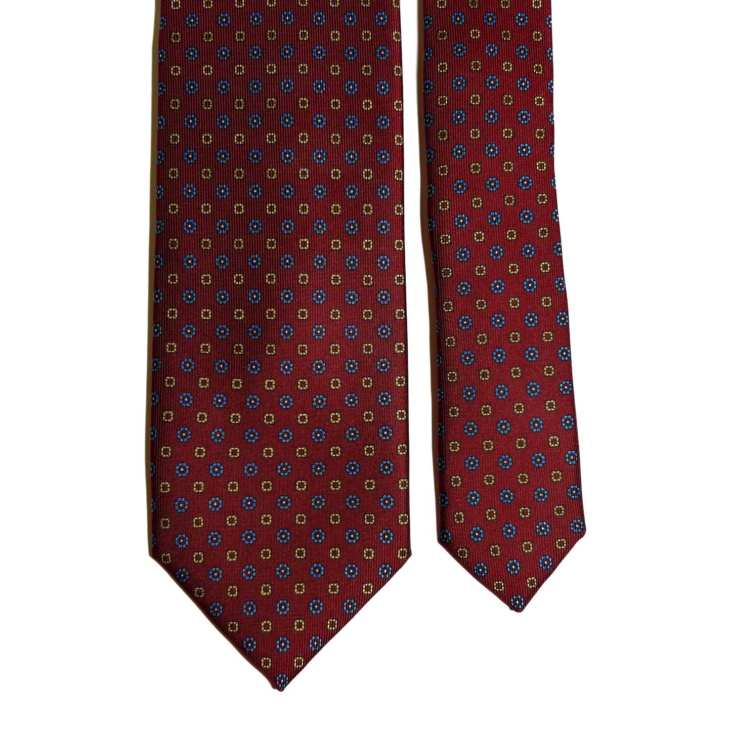 7 Fold Burgundy Floral Printed Silk Twill Tie