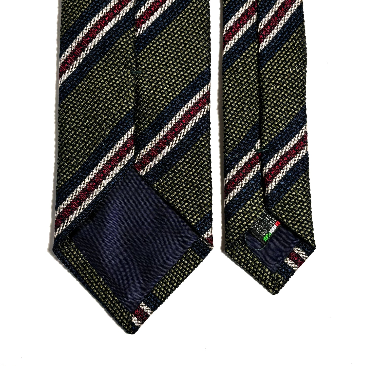 Olive Green Striped Silk Grenadine Tie (Garza Fina)