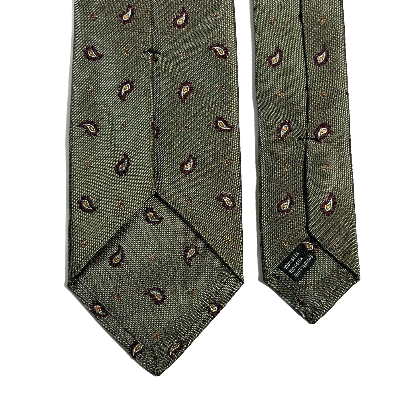 Olive Green Small Paisley Silk Jacquard Tie