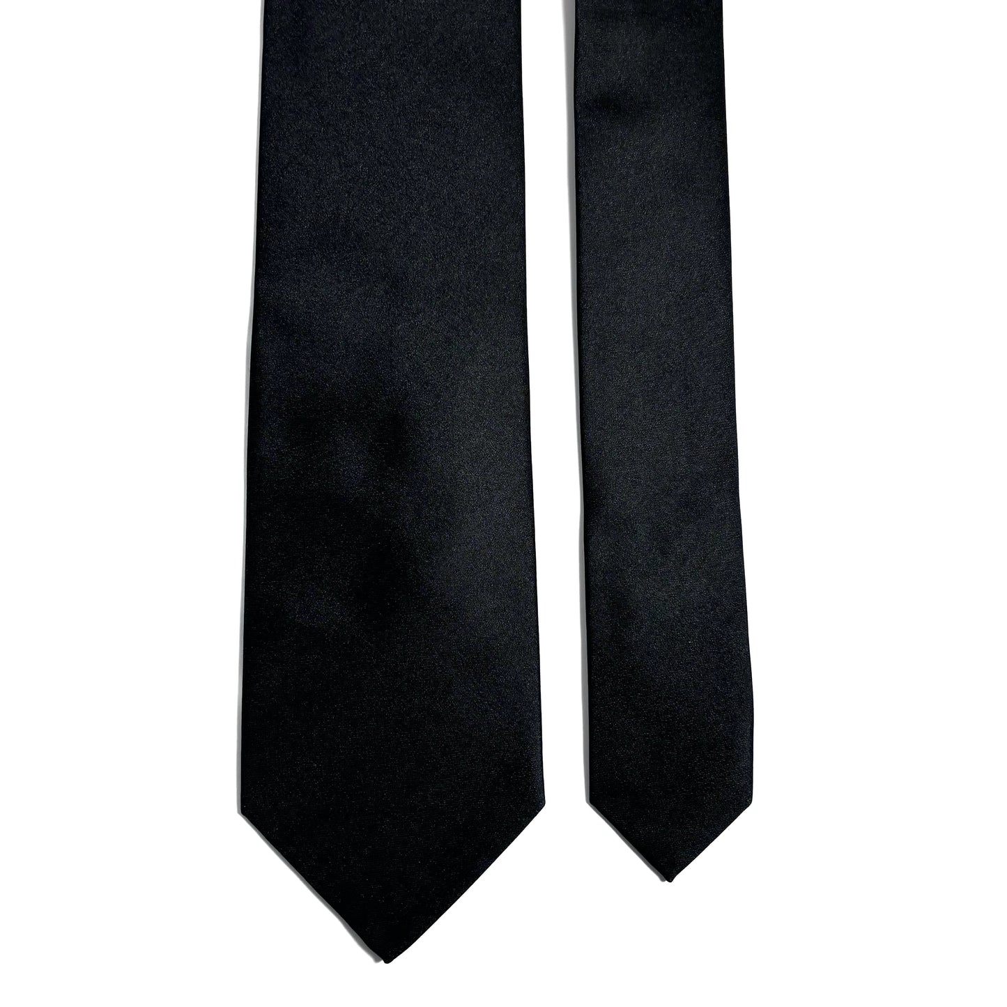 Solid Black Silk Satin Tie