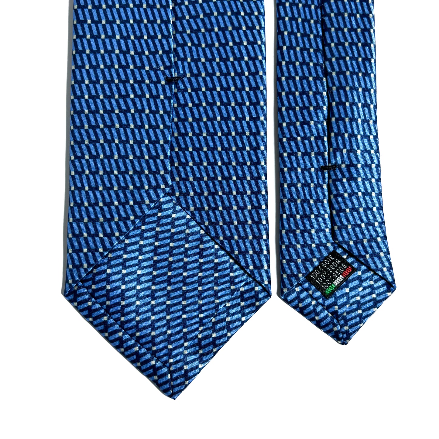 Blue Geometric Silk Satin Tie