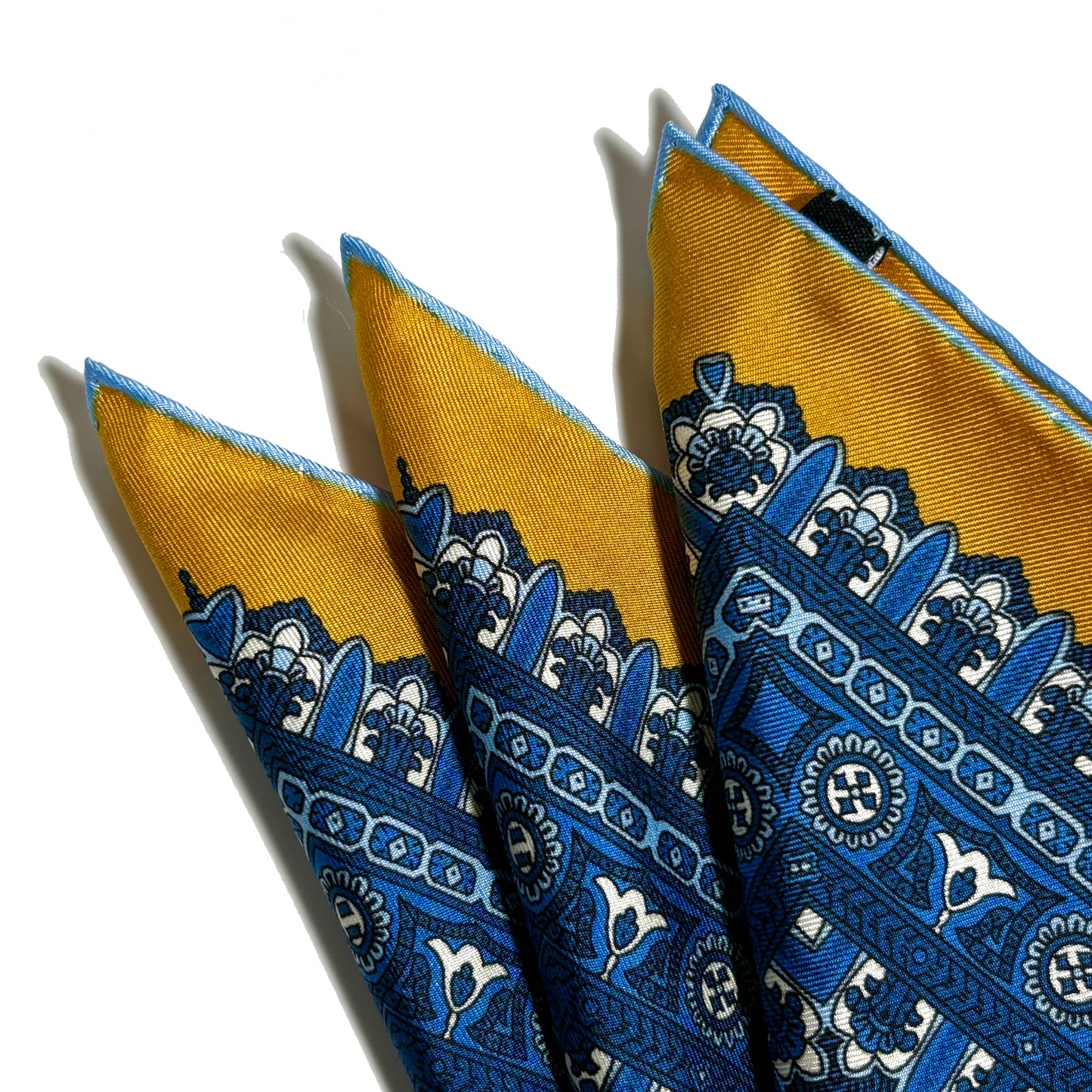 Yellow & Blue Paisley Silk Pocket Square