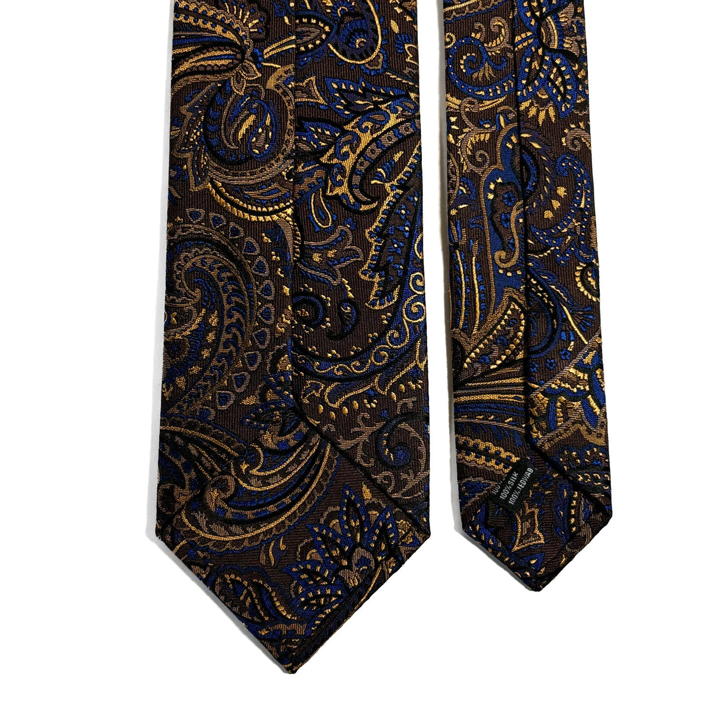 Dark Brown & Gold Paisley Silk Jacquard Tie