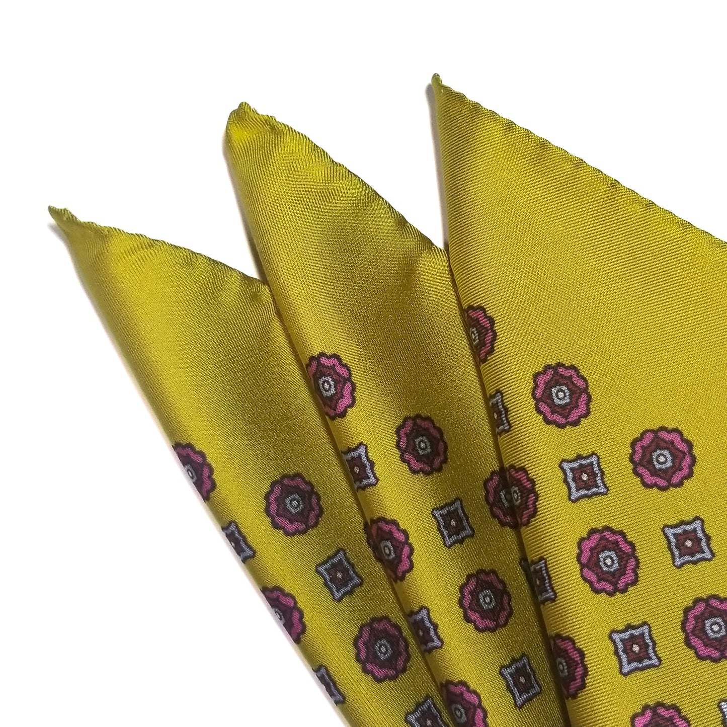 12.5" Gold Geometric Silk Twill Pocket Square