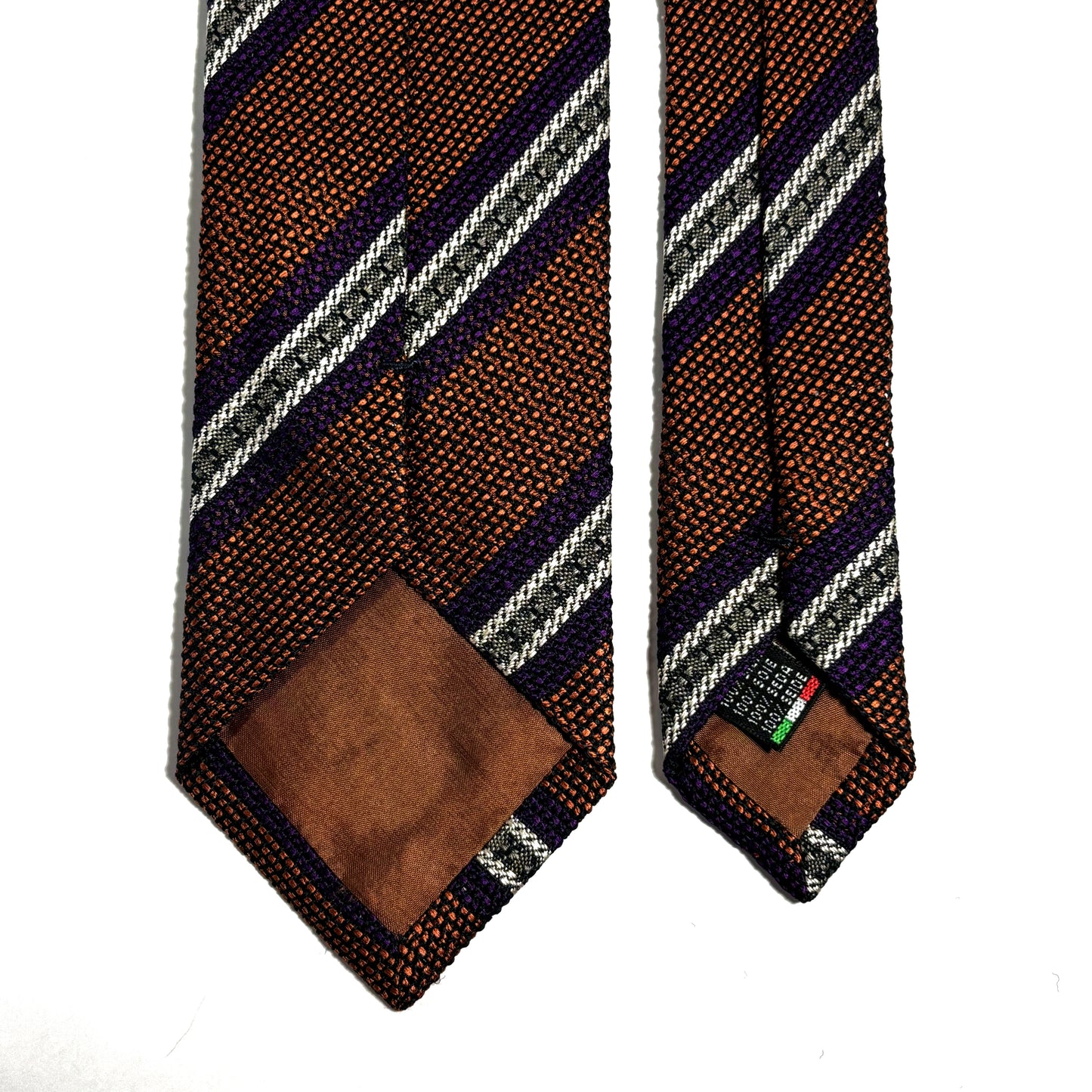 Orange Striped Italian Silk Grenadine Tie