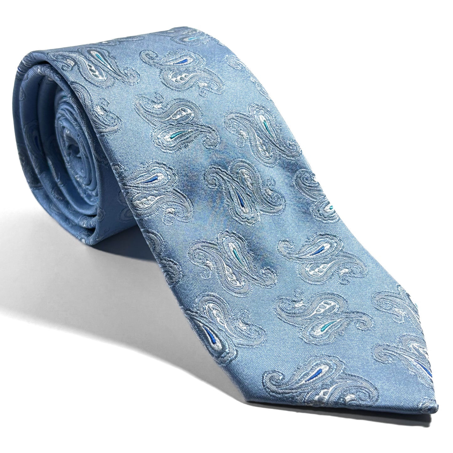 Light Blue Paisley Silk Jacquard Tie