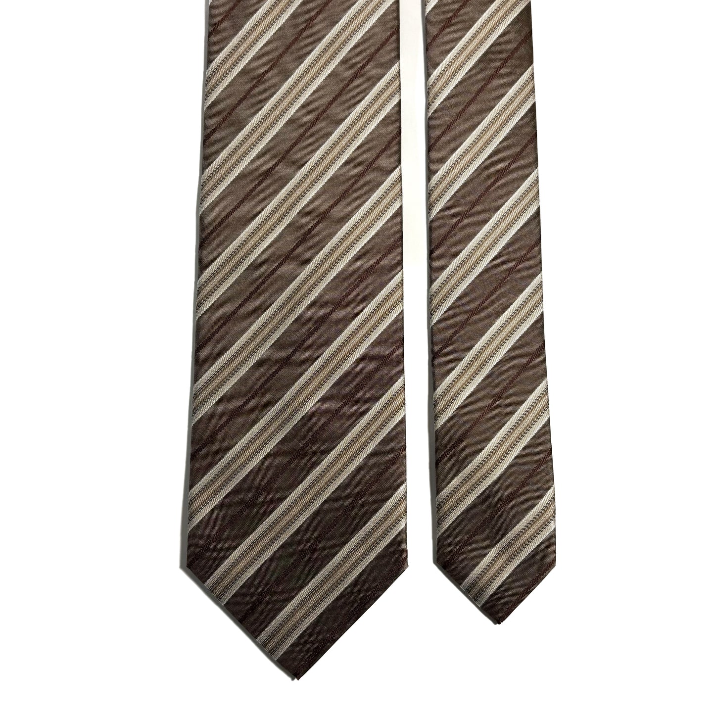 Brown Striped Silk Jacquard Tie
