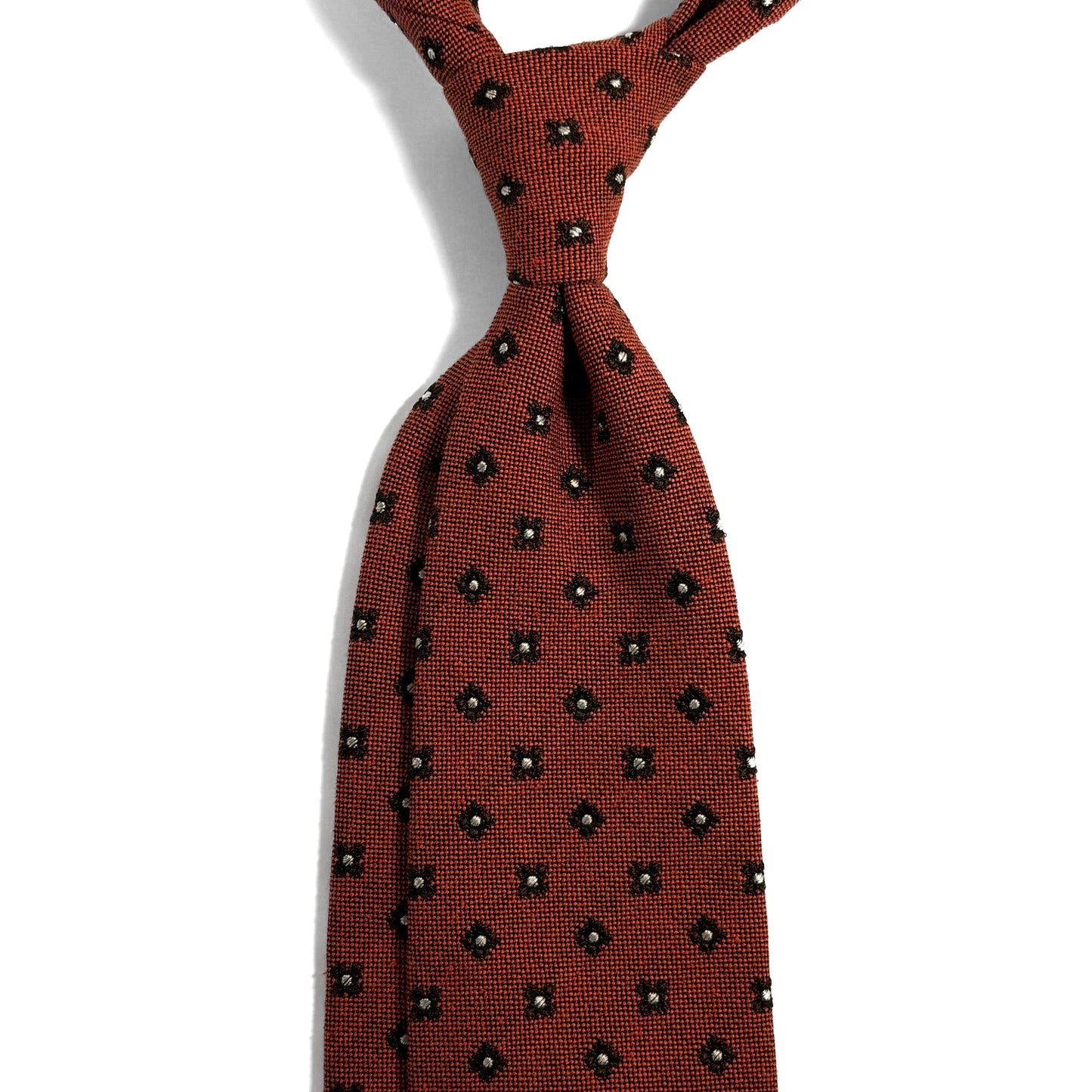 Terracotta Orange Floral Wool/Silk Jacquard Tie
