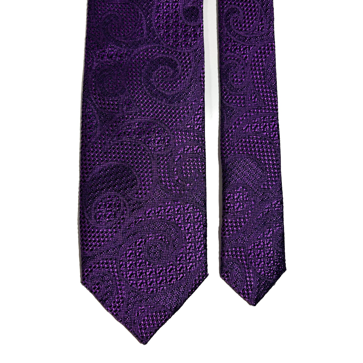 PHOENIX Vibrant Purple Paisley Silk Grenadine Jacquard Tie