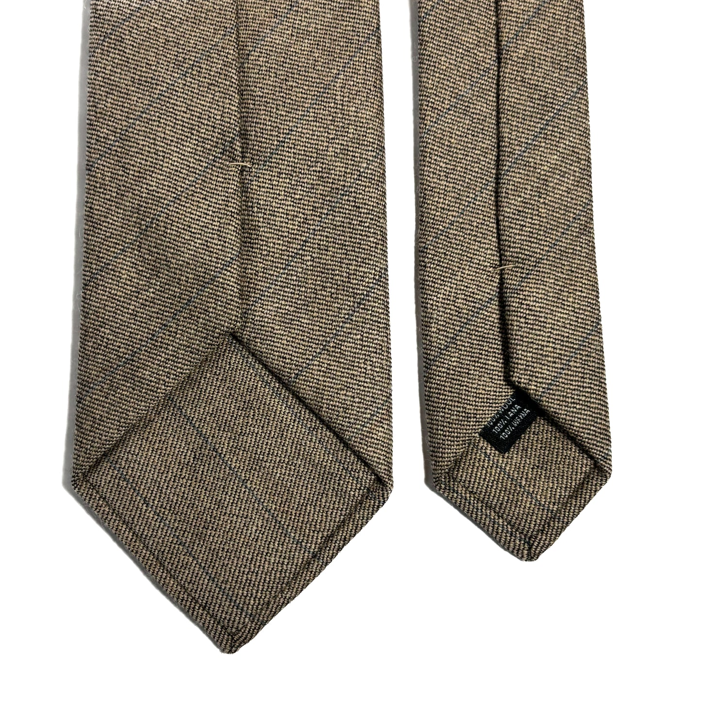 Beige Shadow Check Wool Challis Tie