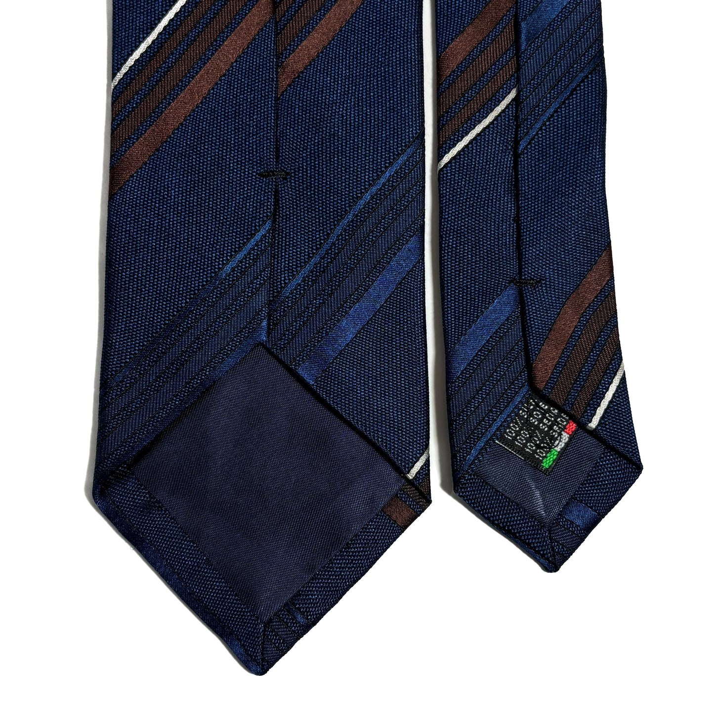 Navy Blue & Brown Striped Silk Jacquard Tie