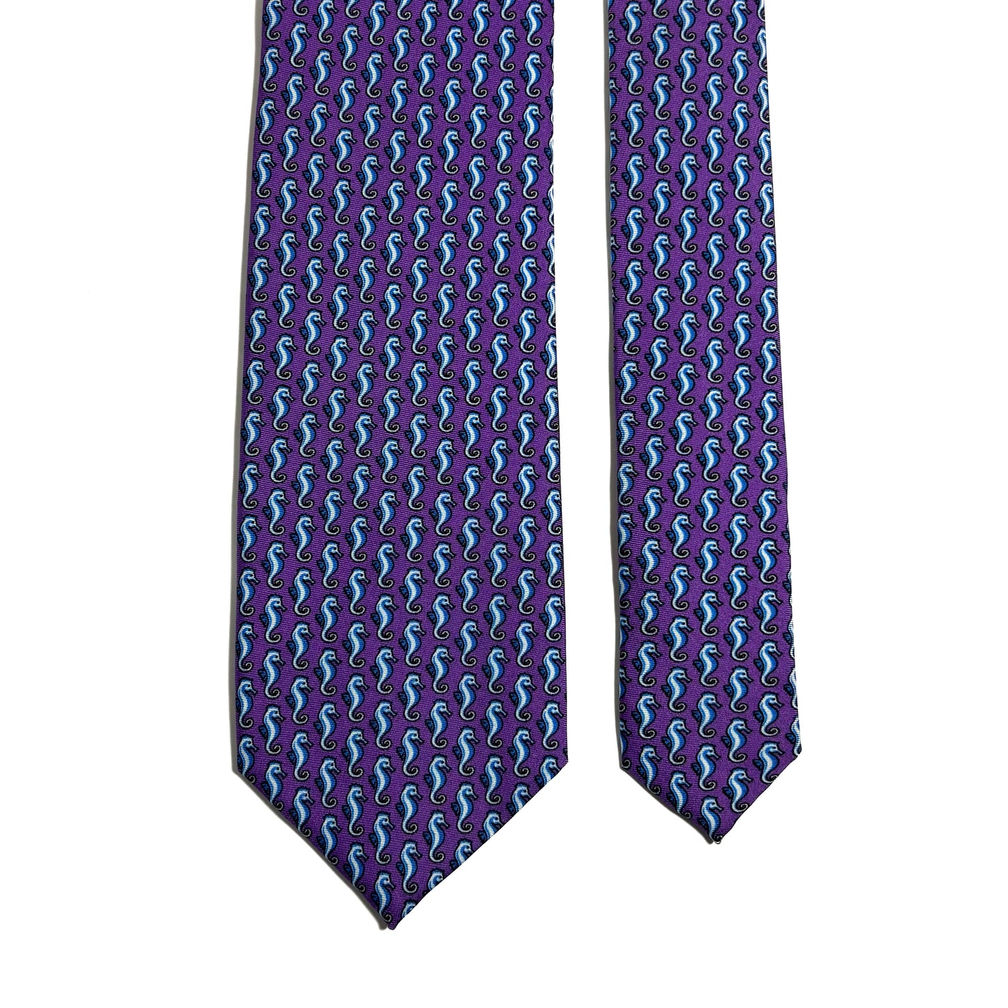 Purple Seahorse Motif Silk Tie