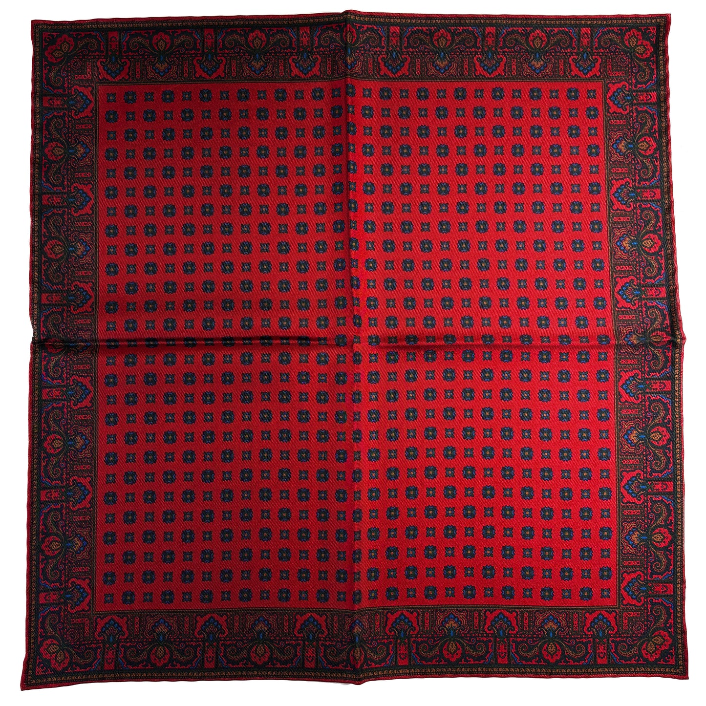 Red Floral Ancient Madder Silk Pocket Square