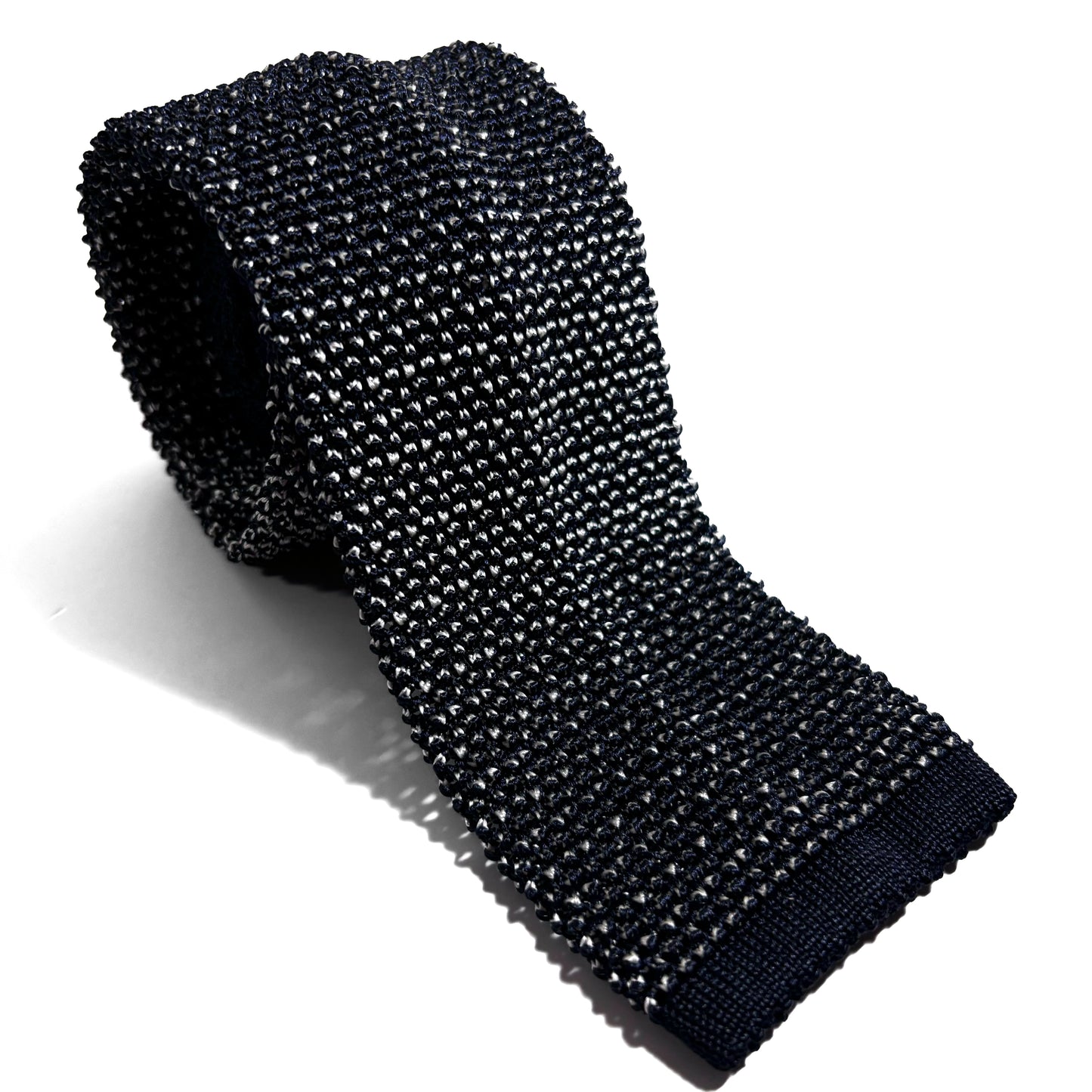 Mottled Navy Blue Silk Knitted Tie