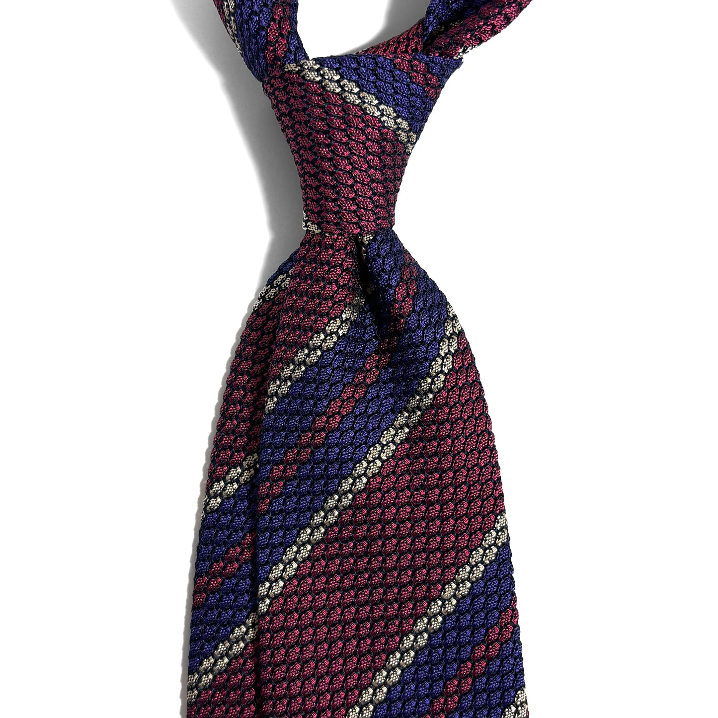 Wine Red & Purple Striped Silk Grenadine Tie (Garza Grossa)