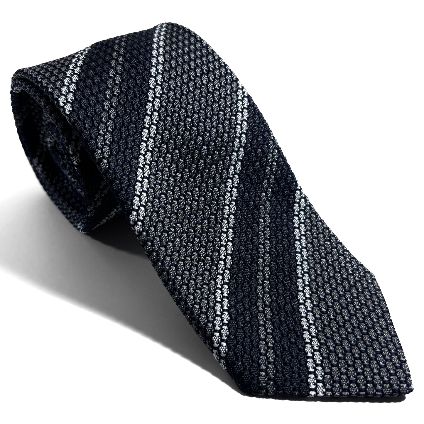 Gray Striped Silk Grenadine Tie (Garza Grossa)