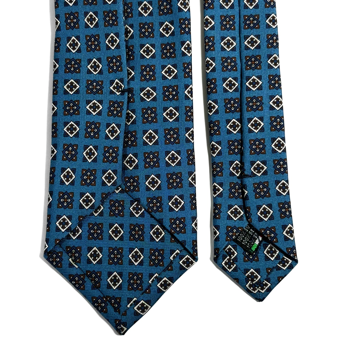 Aqua Blue Geometric Printed 36oz Silk Twill Tie