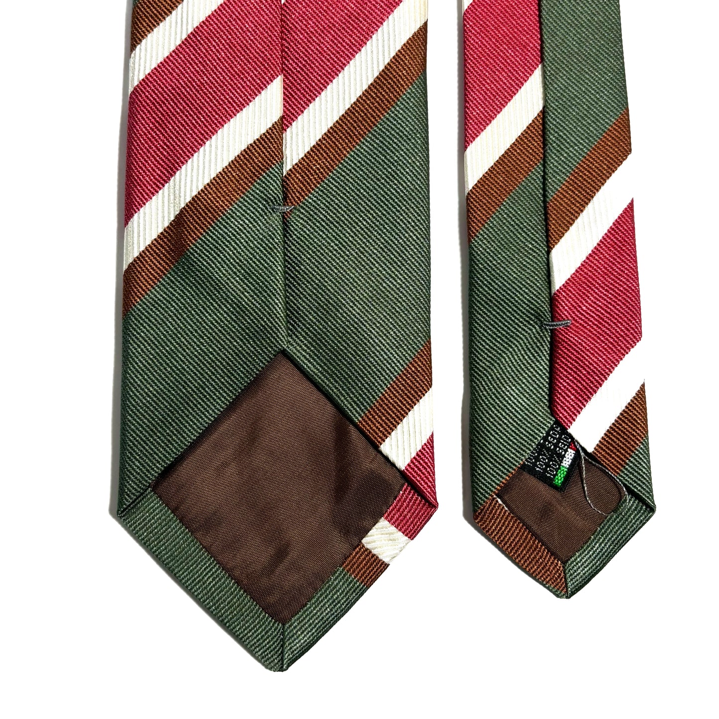Green & Red Striped Silk Repp Tie