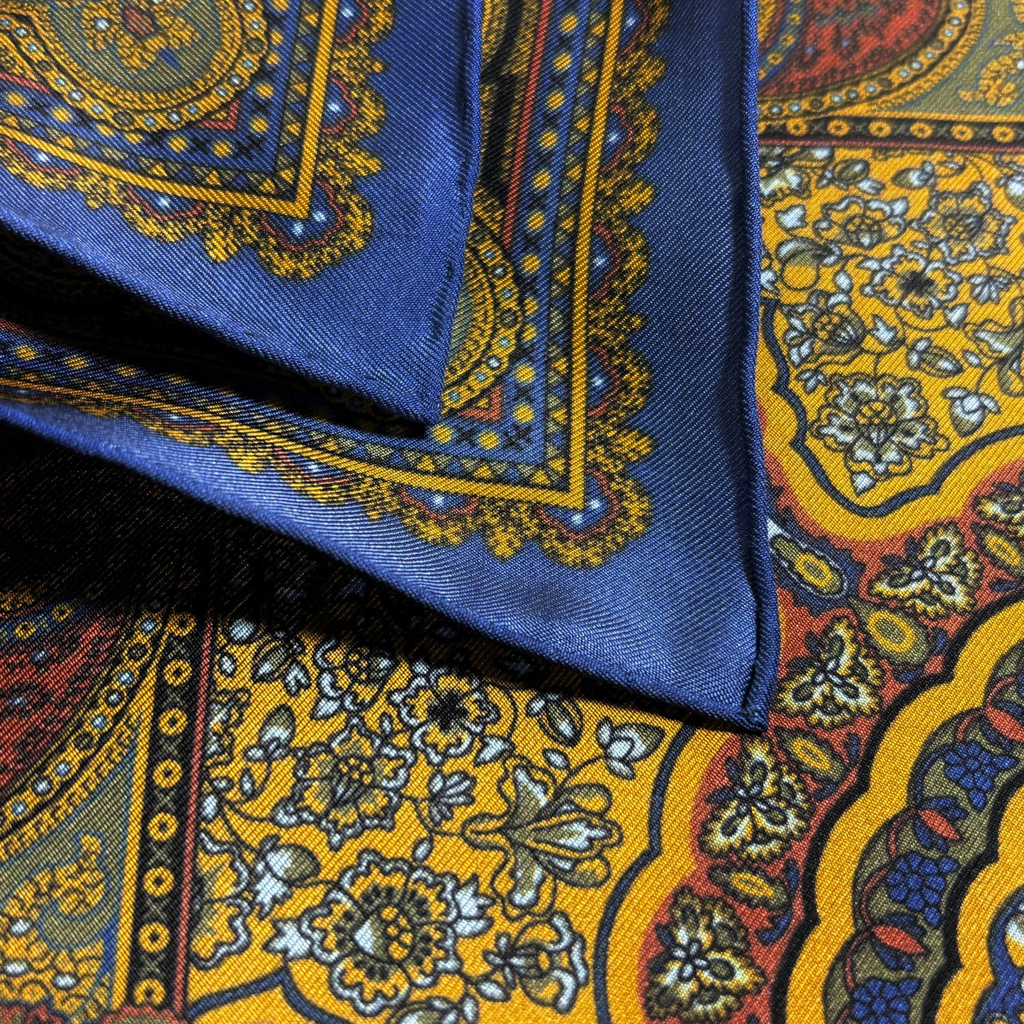 Gold Floral Medallion Silk Pocket Square