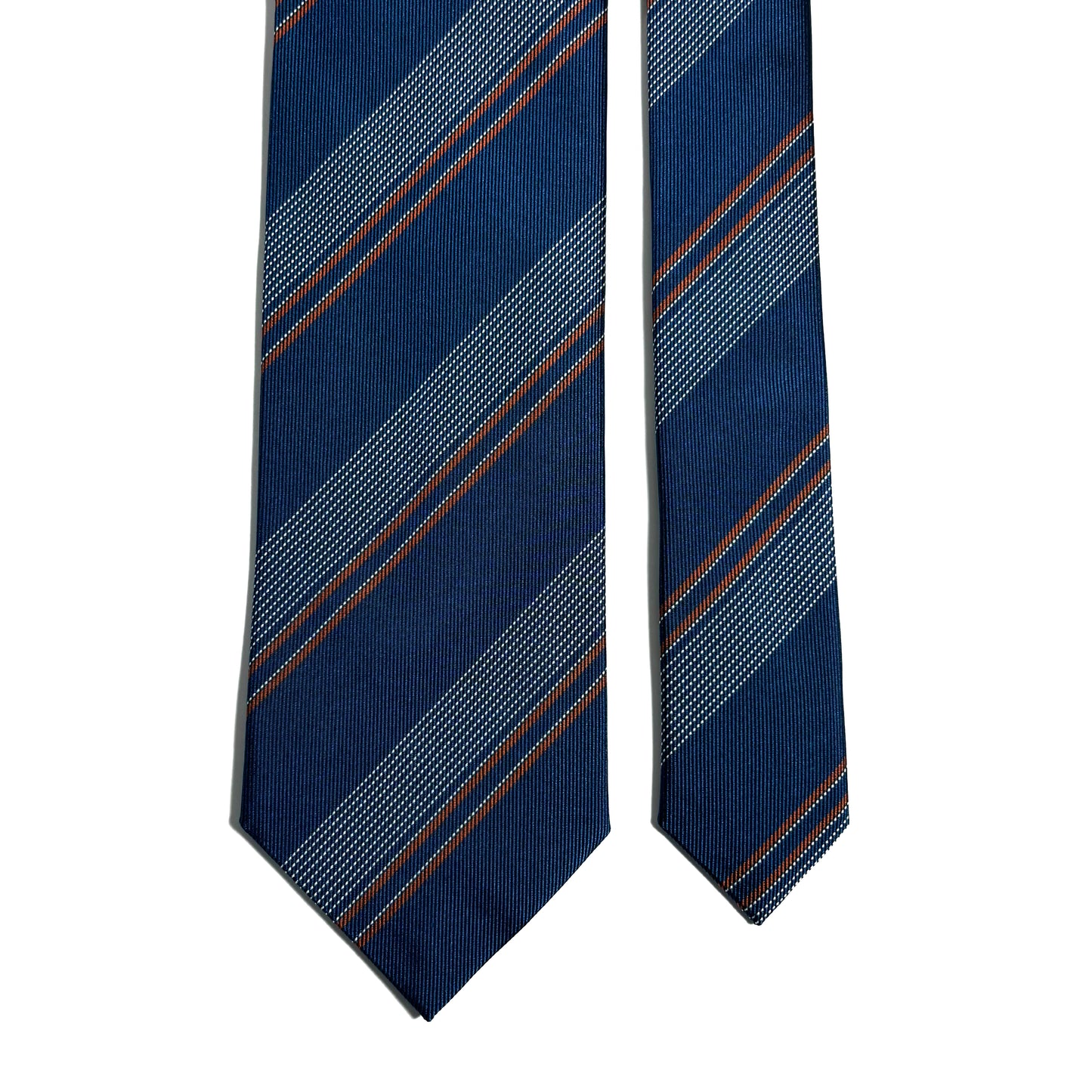 Prussian Blue Striped Silk Repp Tie
