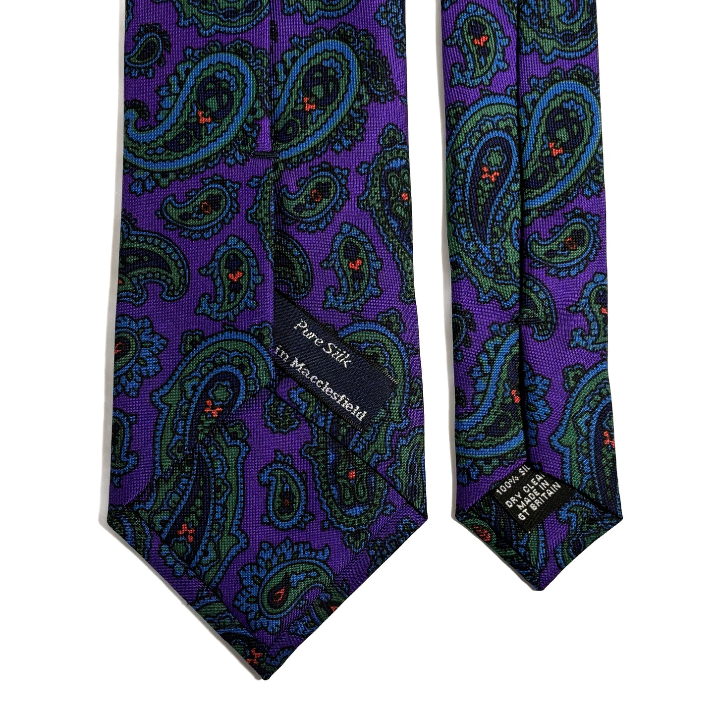 Hand-Printed Purple Paisley Silk Tie