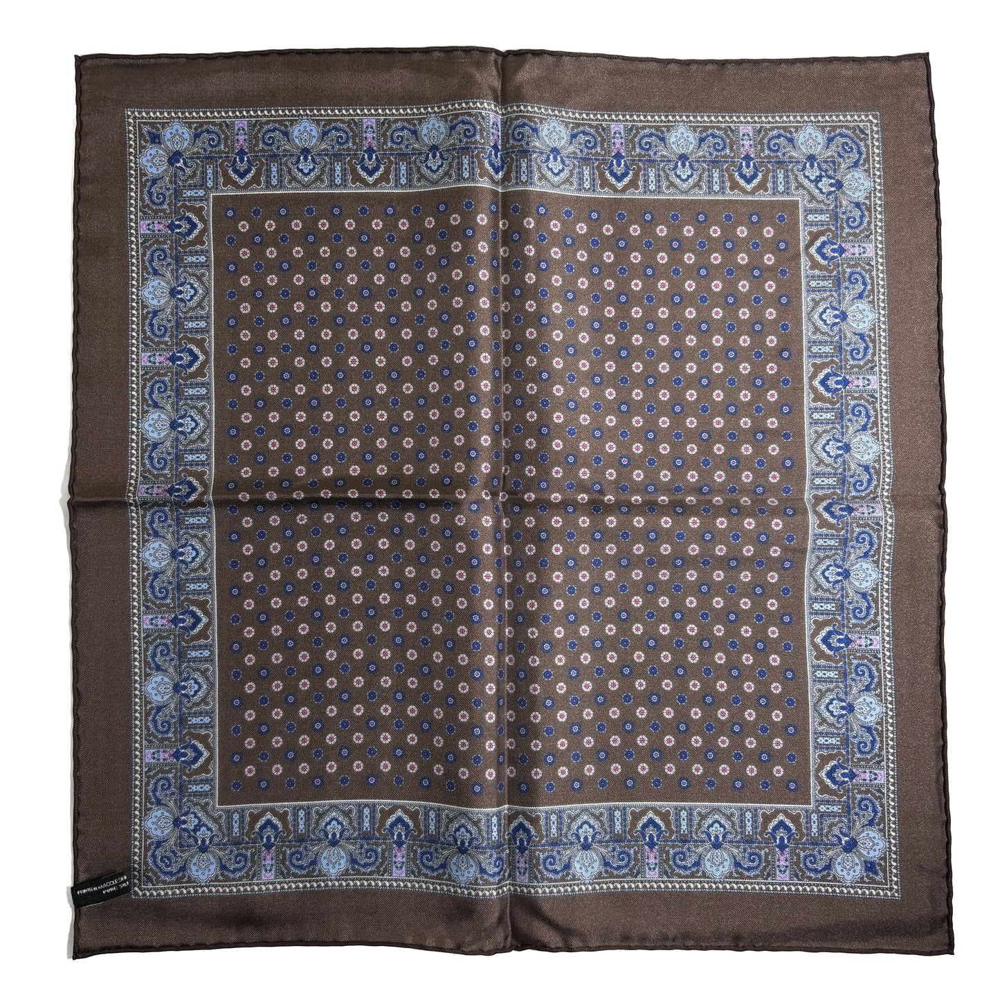 Brown Floral Silk Pocket Square