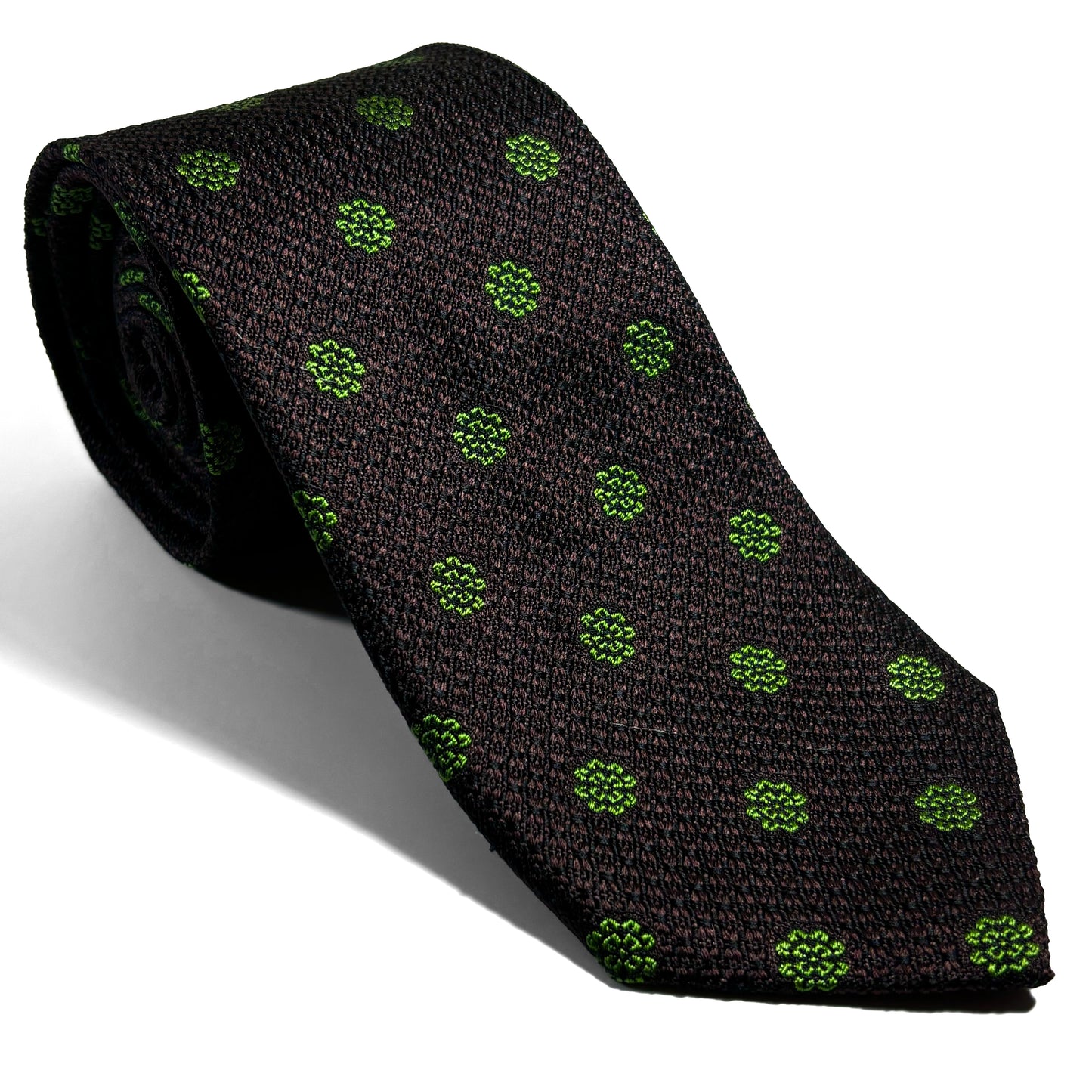 Brown Floral Silk Grenadine Tie (English Weave)