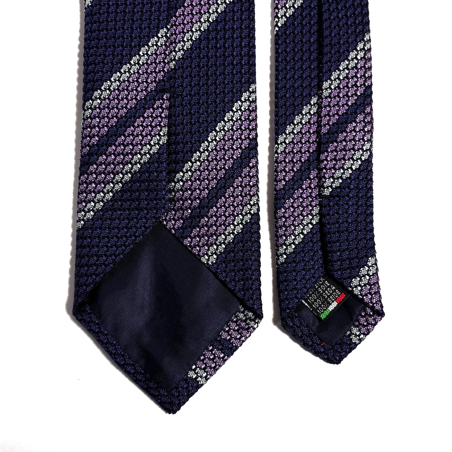 Purple & Lilac Striped Silk Grenadine Tie (Garza Grossa)
